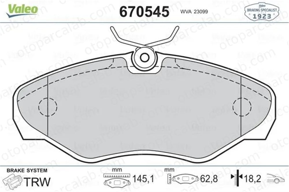 VALEO 670545 Fren Disk Balata Ön RENAULT TRAFIC II Panelvan/Van OPEL VIVARO A Minibüs/Otobüs 6025371279 4106000Q1F