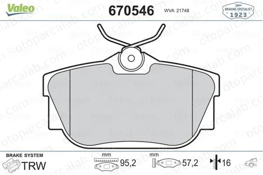 VALEO 670546 Fren Disk Balata Arka RENAULT TRAFIC III Minibüs/Otobüs TRAFIC II Panelvan/Van 7701054772 6000620052