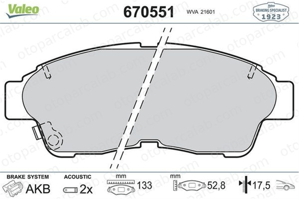 VALEO 670551 Fren Disk Balata Ön TOYOTA COROLLA COROLLA Compact 446533020 446533040