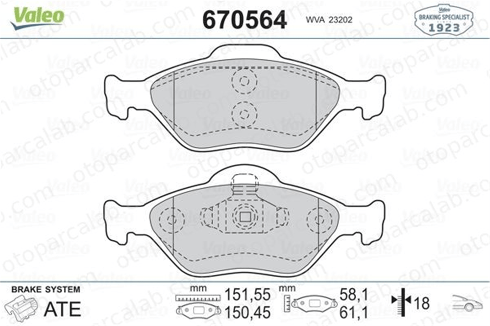 VALEO 670564 Fren Disk Balata Ön FORD FIESTA V FIESTA IV MEYS6J2K021DF 1101462