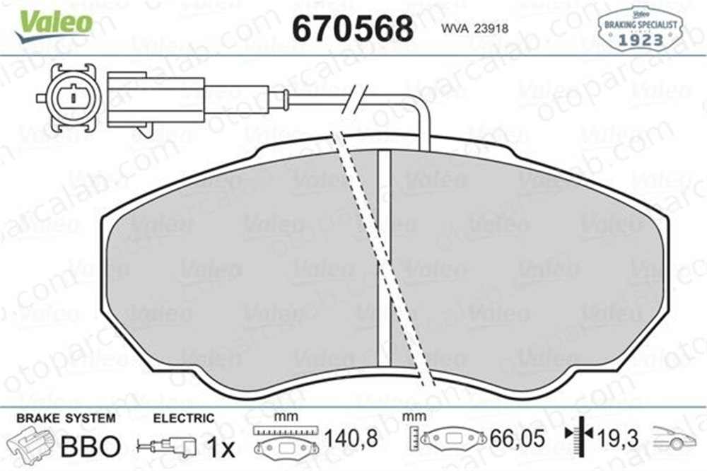 VALEO 670568 Fren Disk Balata Ön FIAT DUCATO Minibüs/Otobüs DUCATO Panelvan/Van 71752979 425243