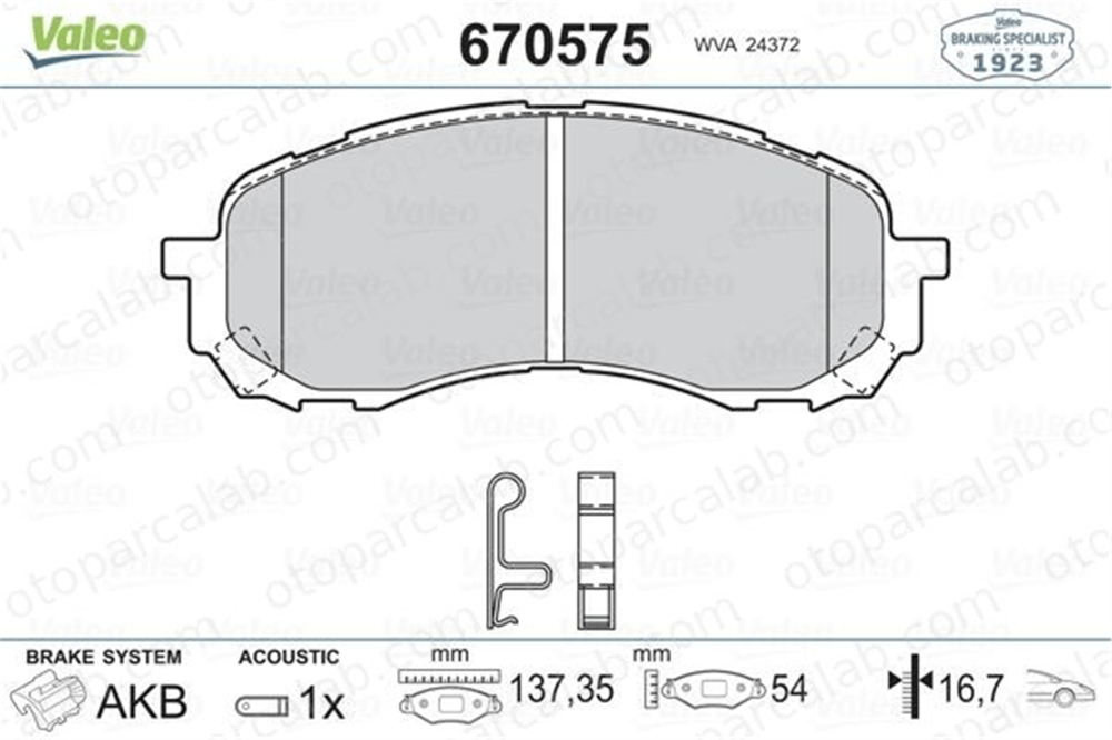 VALEO 670575 Fren Disk Balata Ön SUBARU IMPREZA Sedan IMPREZA Station wagon 26296AE200 26296AE190