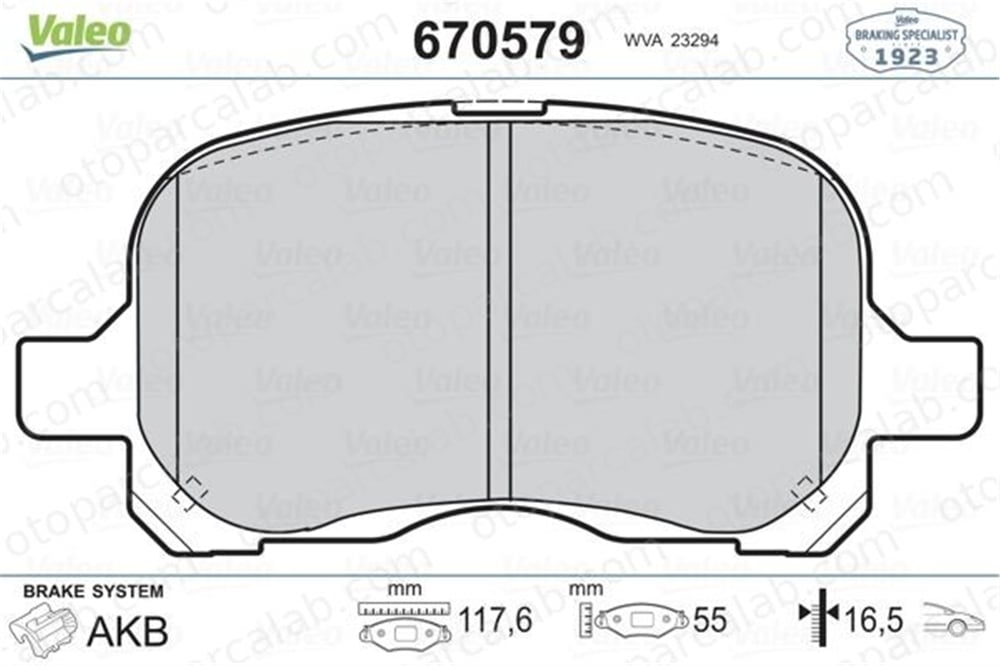 VALEO 670579 Fren Disk Balata Ön TOYOTA COROLLA COROLLA Liftback 446512540 04465-12540