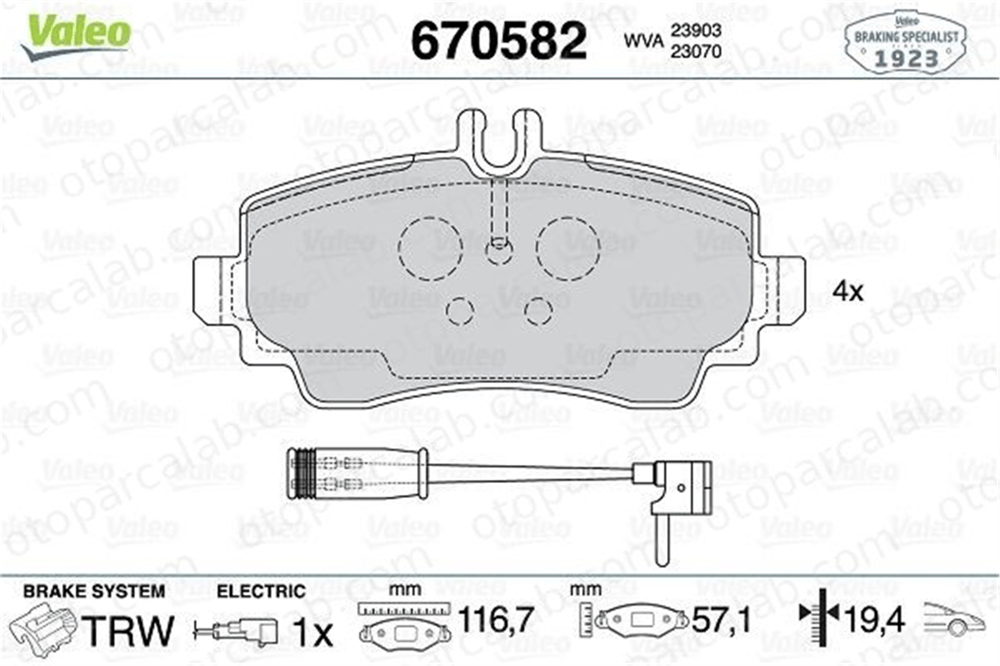 VALEO 670582 Fren Disk Balata Ön MERCEDES-BENZ VANEO 4144200220 A4144200220