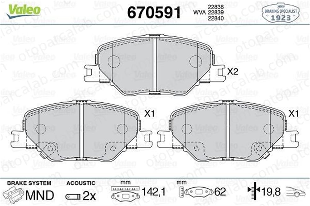 VALEO 670591 Fren Disk Balata Ön OPEL INSIGNIA B Grand Sport INSIGNIA B Sports Tourer 84124408