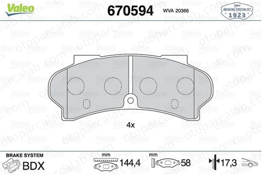 VALEO 670594 Fren Disk Balata Ön PEUGEOT J9 Panelvan/Van J9 Minibüs/Otobüs 425030 425309
