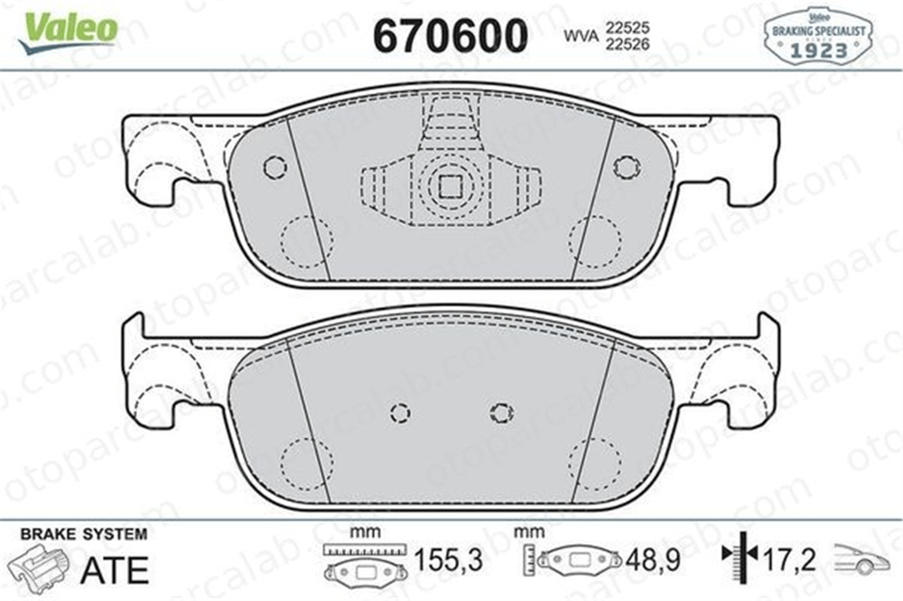 VALEO 670600 Fren Disk Balata Ön DACIA LOGAN II LOGAN MCV II 410604682R 410605536R