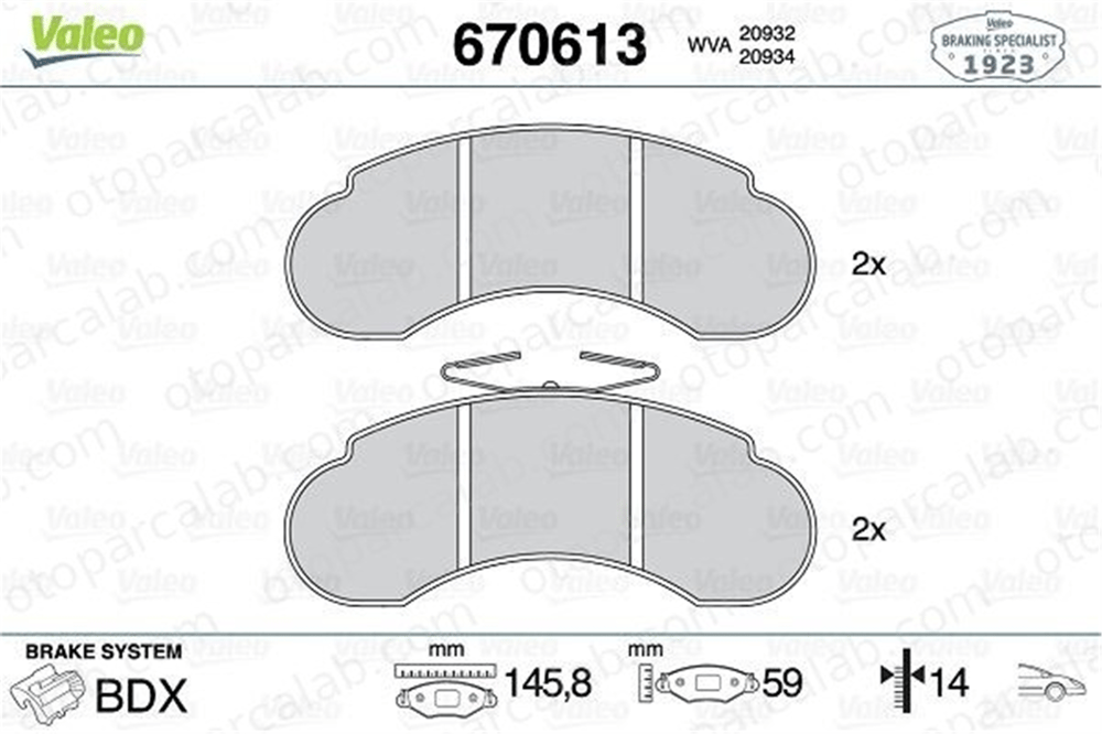 VALEO 670613 Fren Disk Balata Ön MERCEDES-BENZ G-SERISI T1 Platform şasi 6014208720 6014217720