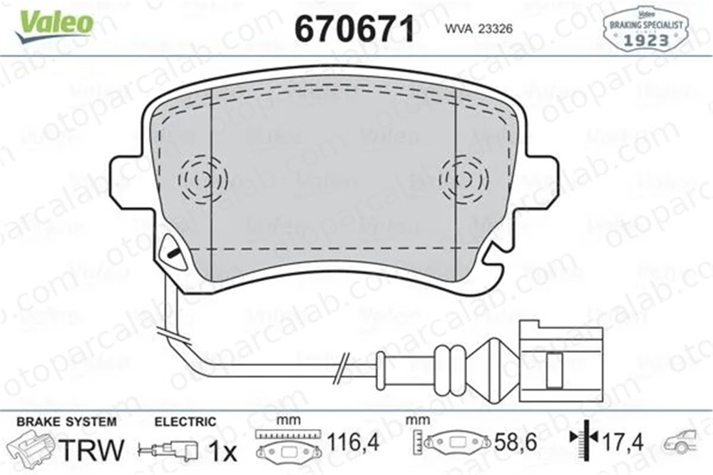 VALEO 670671 Fren Disk Balata Arka VW TRANSPORTER T5 Minibüs/Otobüs TRANSPORTER T5 Panelvan/Van 7H0698451 7E0698451