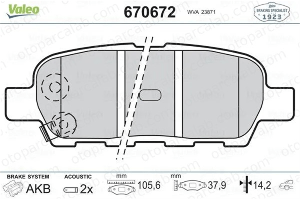 VALEO 670672 Fren Disk Balata Arka NISSAN QASHQAI +2 QASHQAI / QASHQAI +2 I 440608H385 44060AM485