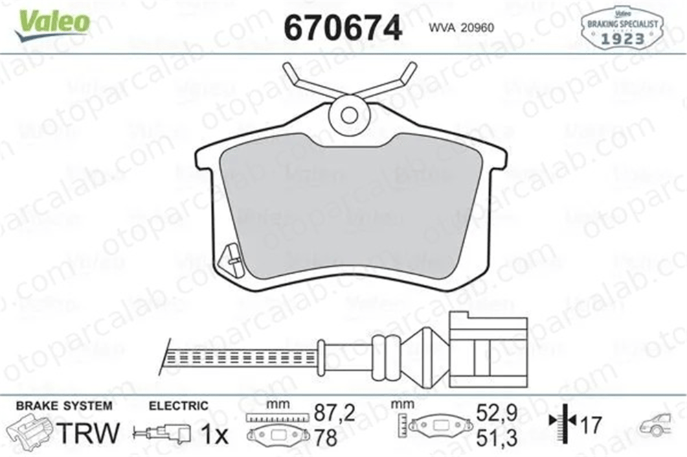 VALEO 670674 Fren Disk Balata Arka SEAT IBIZA IV SC IBIZA IV 1K0698451A 1K0698451C