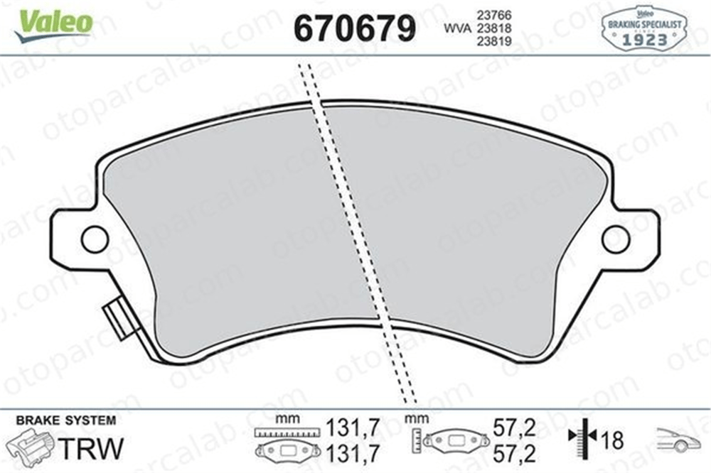 VALEO 670679 Fren Disk Balata Ön TOYOTA COROLLA COROLLA Sedan 446502061 446502130