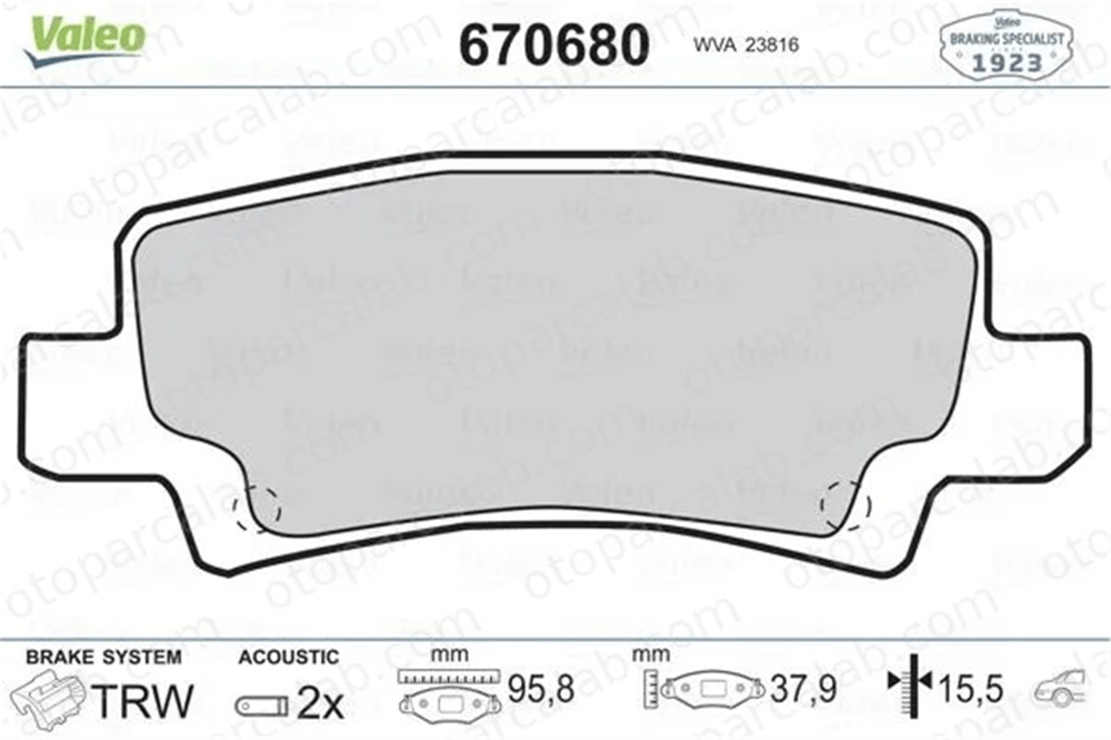 VALEO 670680 Fren Disk Balata Arka TOYOTA COROLLA COROLLA Sedan 446602160 04466-02160