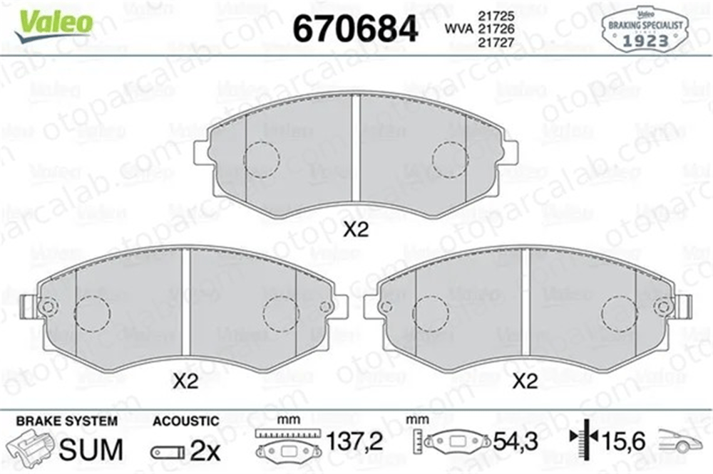VALEO 670684 Fren Disk Balata Ön HYUNDAI ELANTRA III Sedan SONATA III 670684 4813008050