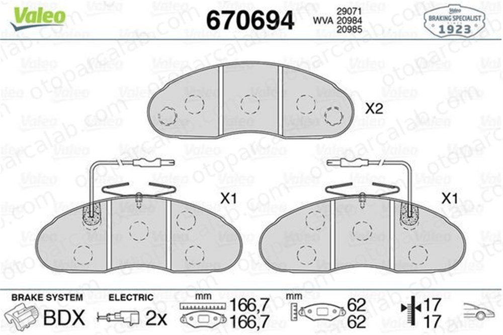VALEO 670694 Fren Disk Balata Ön RENAULT TRUCKS MESSENGER Platform şasi MESSENGER Panelvan/Van 670694 7701203895