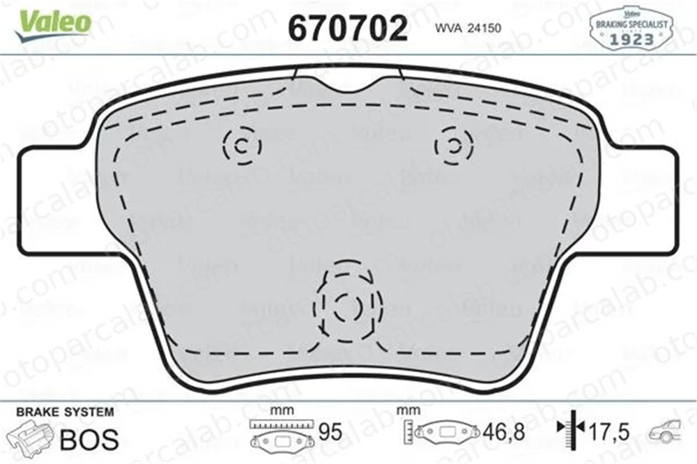 VALEO 670702 Fren Disk Balata Arka CITROËN C4 I C4 Coupe 425398 425399