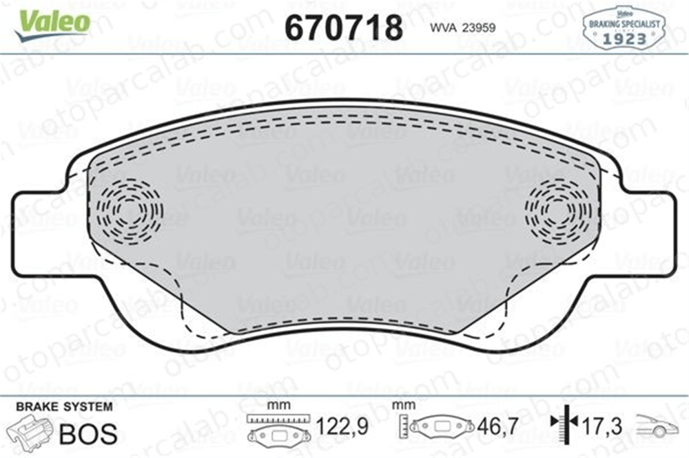 VALEO 670718 Fren Disk Balata Ön TOYOTA AYGO CITROËN C1 II 1613819980 1611456980