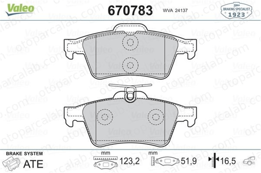 VALEO 670783 Fren Disk Balata Arka FORD FOCUS III FOCUS III Turnier MEAV6J2M008AA 13322091