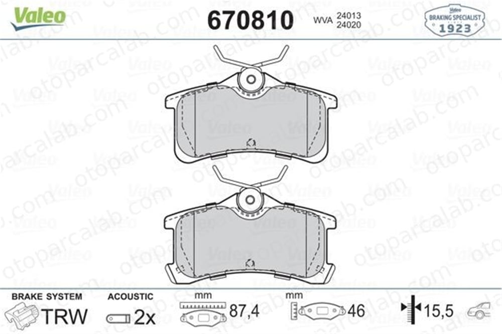 VALEO 670810 Fren Disk Balata Ön TOYOTA AVENSIS Liftback AVENSIS 446620130 446602060