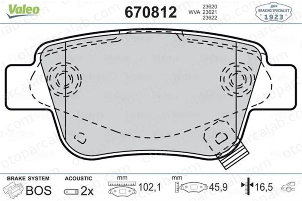 VALEO 670812 Fren Disk Balata Arka TOYOTA AVENSIS AVENSIS Sedan 446605010 446605020