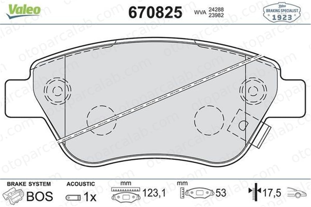 VALEO 670825 Fren Disk Balata Ön OPEL CORSA D FIAT DOBLO Kasa/büyük limuzin 1605226 93169174