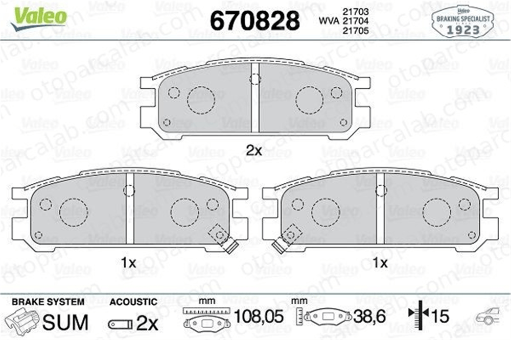 VALEO 670828 Fren Disk Balata Arka SUBARU IMPREZA Station wagon LEGACY I 26296AA060 26296AA061