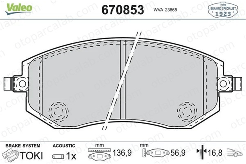 VALEO 670853 Fren Disk Balata Ön SUBARU FORESTER IMPREZA Hatchback 26296AC010 26296SA020