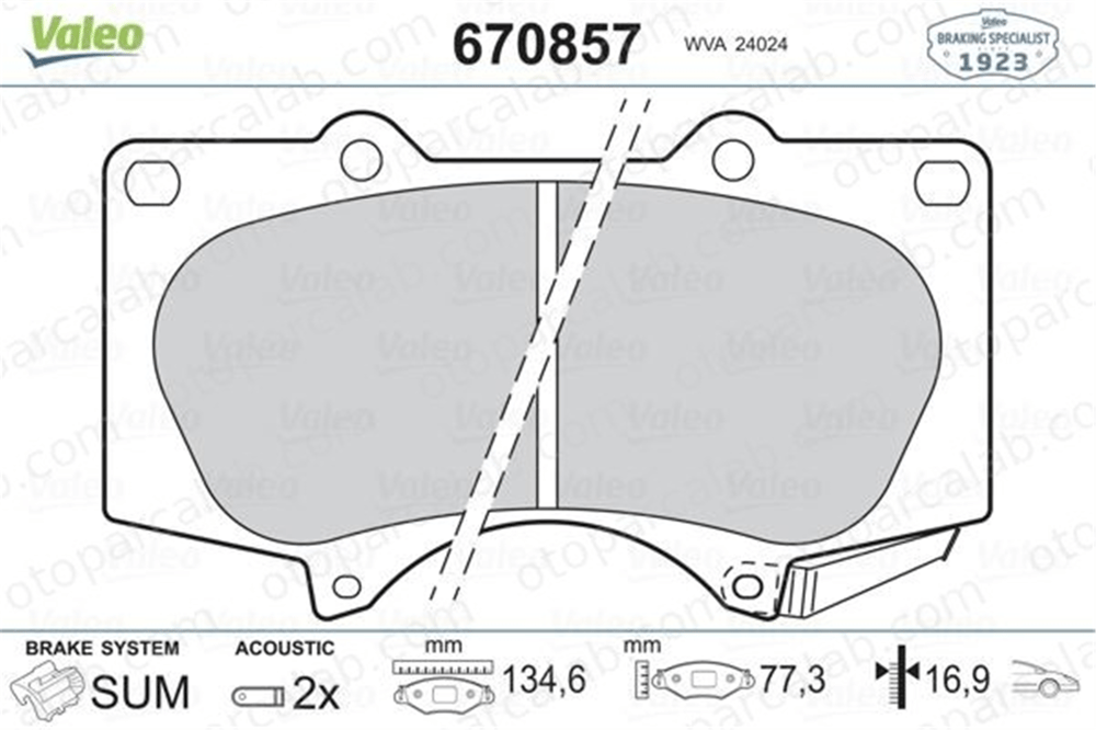 VALEO 670857 Fren Disk Balata Ön TOYOTA LAND CRUISER PRADO HILUX VIII Pick-up 446535290 04465-35290