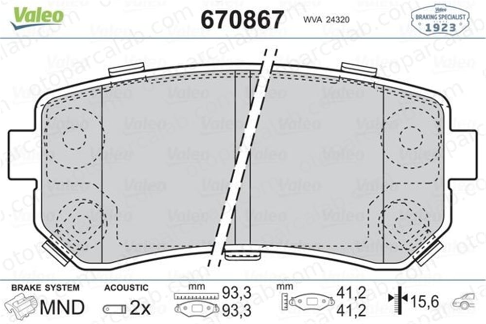 VALEO 670867 Fren Disk Balata Arka HYUNDAI ix35 KONA 583021GA00 583021YA30