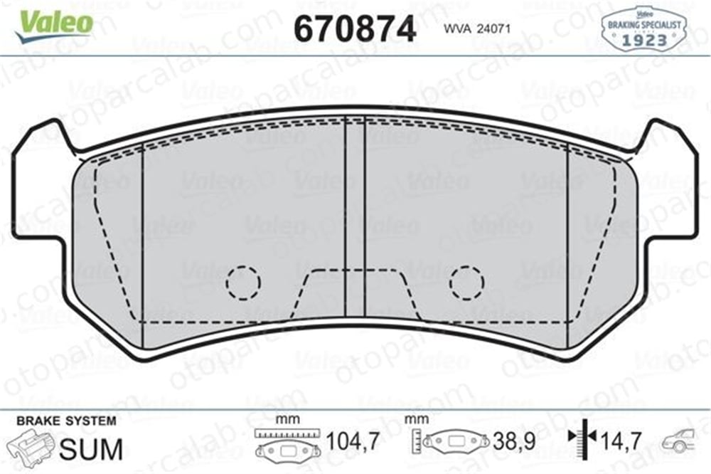 VALEO 670874 Fren Disk Balata Arka CHEVROLET LACETTI NUBIRA Sedan 96405131 5550085Z00