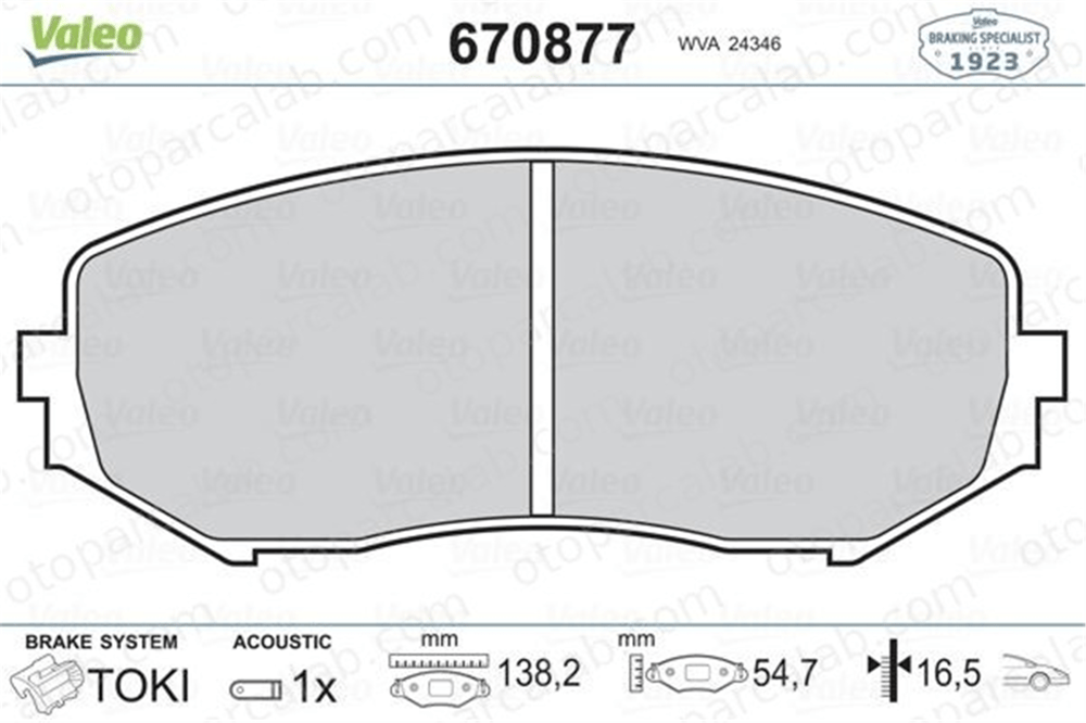 VALEO 670877 Fren Disk Balata Ön SUZUKI GRAND VITARA II GRAND VITARA I 5520065J11 5520065D10