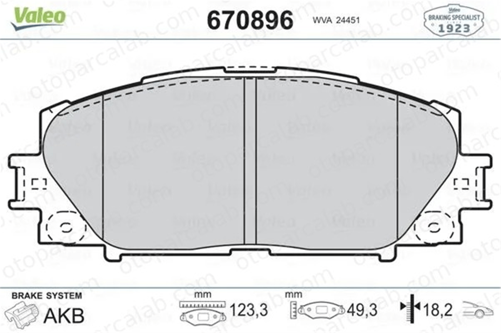 VALEO 670896 Fren Disk Balata Ön TOYOTA YARIS PRIUS 446552200 446552260