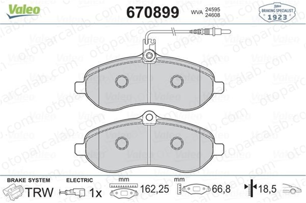 VALEO 670899 Fren Disk Balata Ön FIAT ULYSSE CITROËN JUMPY 77364511 1611839880