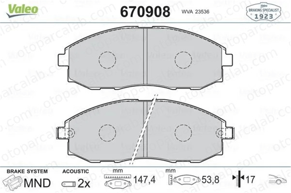 VALEO 670908 Fren Disk Balata Ön HYUNDAI H-1 / STAREX Minibüs/Otobüs H100 Platform şasi 581014AA31 581014AA00