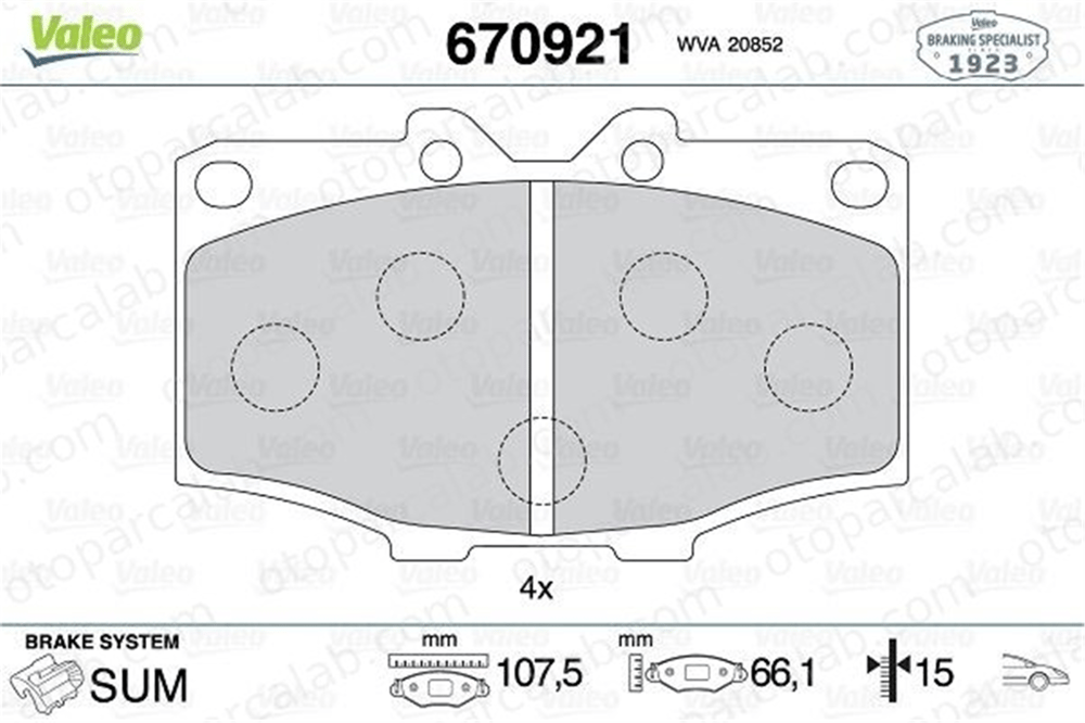 VALEO 670921 Fren Disk Balata Ön TOYOTA LAND CRUISER LAND CRUISER Pick-up 446535090 04465-35090