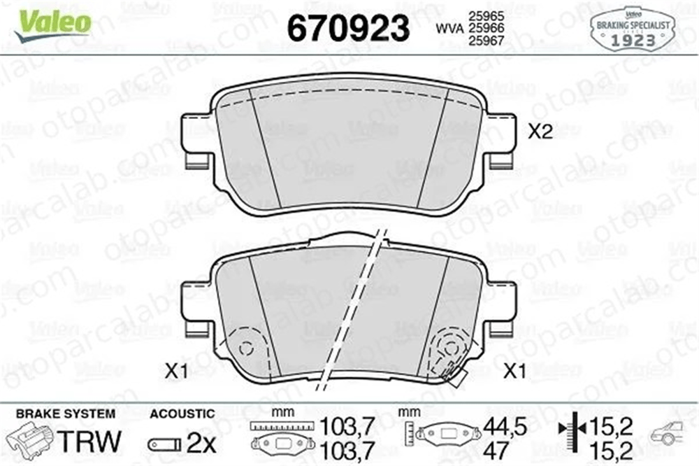 VALEO 670923 Fren Disk Balata Arka NISSAN X-TRAIL III RENAULT KADJAR 440605889R D40604CA0A