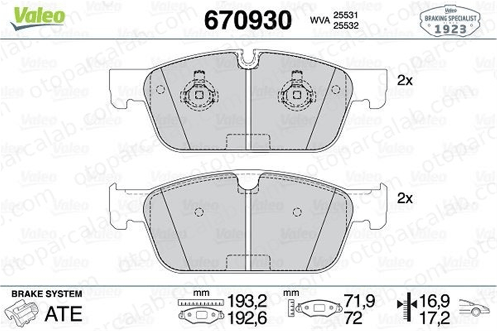 VALEO 670930 Fren Disk Balata Ön MERCEDES-BENZ GLE M-SERISI 64203720 4201205