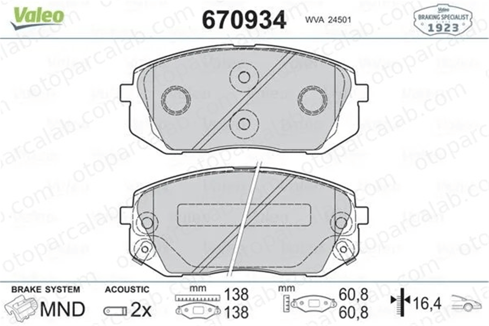 VALEO 670934 Fren Disk Balata Ön HYUNDAI ix35 KIA SPORTAGE II 581012SA50 581013ZA10
