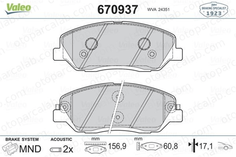 VALEO 670937 Fren Disk Balata Ön HYUNDAI SANTA FÉ III SANTA FÉ II 581012BA00 581012BA10