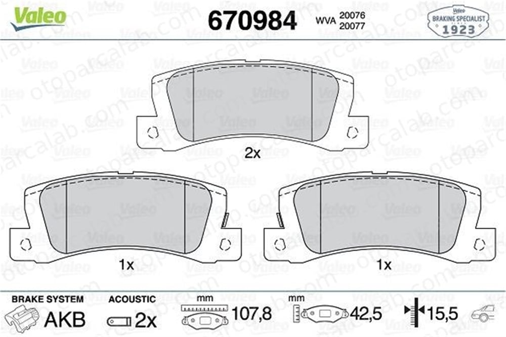 VALEO 670984 Fren Disk Balata Arka TOYOTA CAMRY CELICA Coupe 446612080 449220062