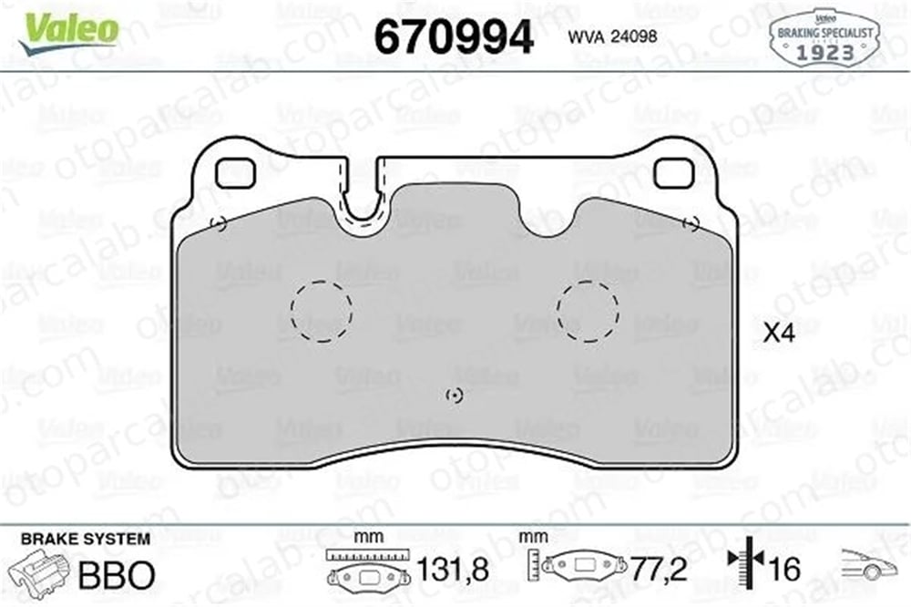 VALEO 670994 Fren Disk Balata Ön SEAT LEON ST VW TOUAREG 7L6698151E 8J0698151D