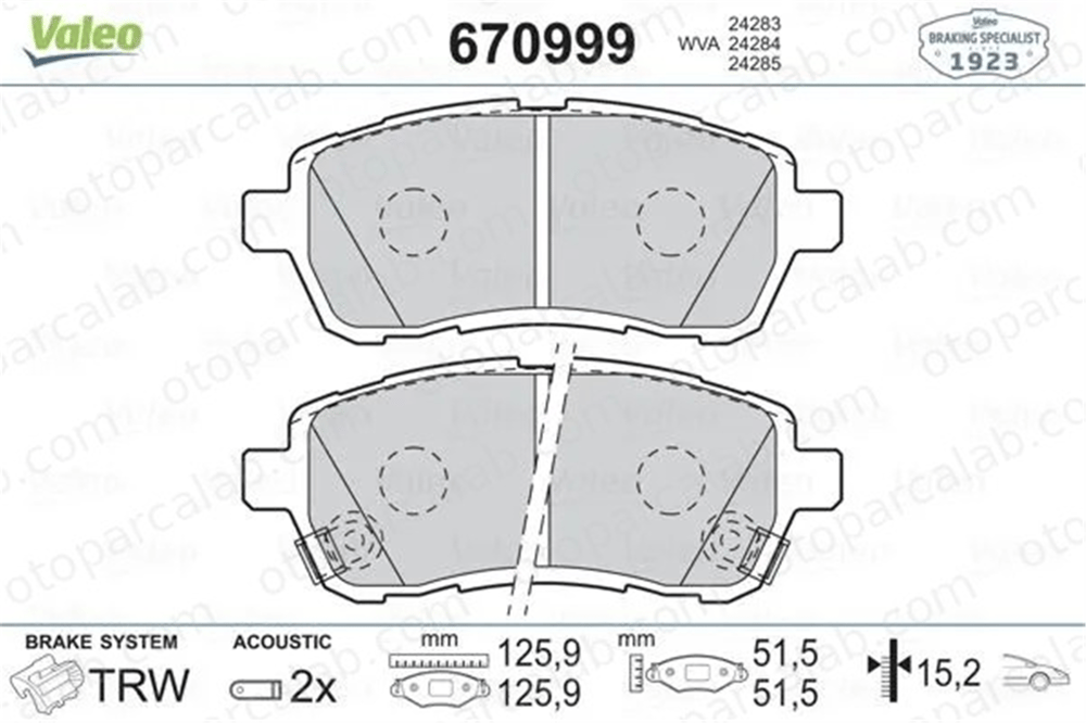 VALEO 670999 Fren Disk Balata Ön MAZDA 2 SUZUKI SWIFT IV ME8V5J2K021AB 4465B1320