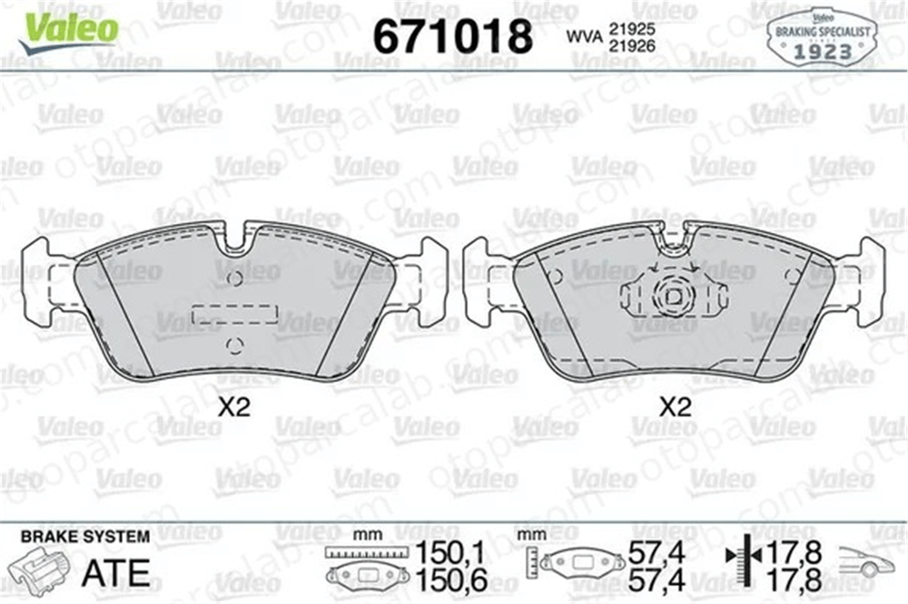 VALEO 671018 Fren Disk Balata Ön BMW 3 3 Touring 34116761244 1164498