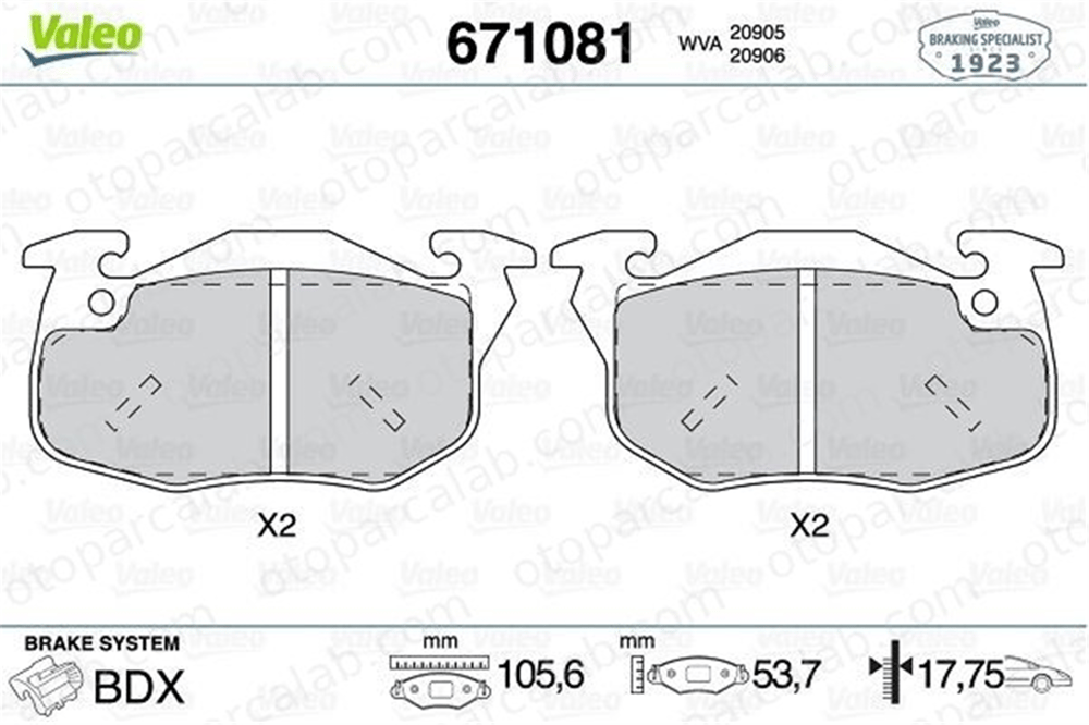 VALEO 671081 Fren Disk Balata Ön PEUGEOT 106 II 106 I 425498 425043