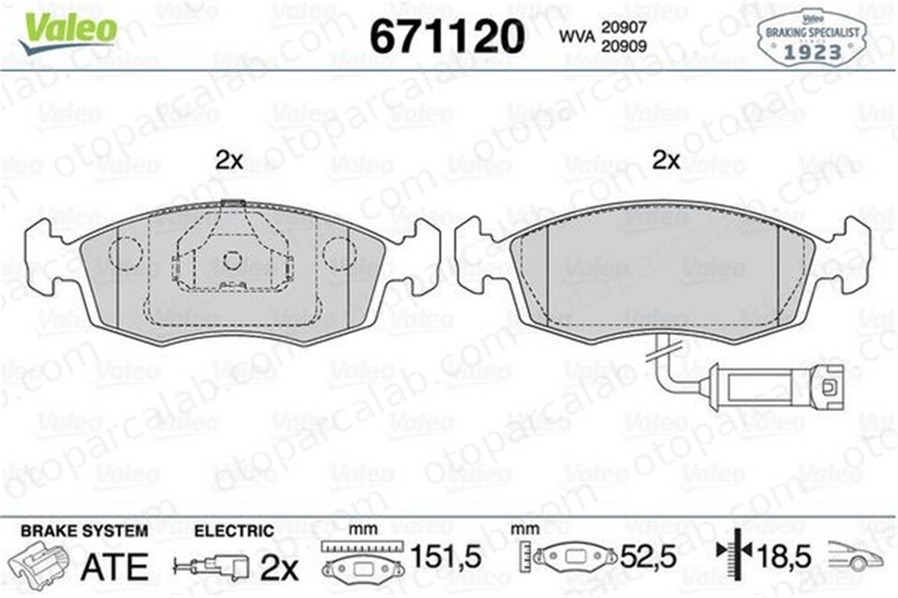 VALEO 671120 Fren Disk Balata Ön FORD SCORPIO I SCORPIO I Sedan 1647731 5020818