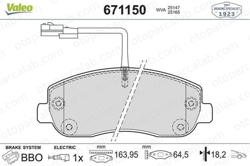 VALEO 671150 Fren Disk Balata Ön RENAULT MASTER III Panelvan/Van OPEL MOVANO B Panelvan/Van 4419950 4106000Q0L