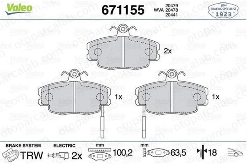 VALEO 671155 Fren Disk Balata Ön PEUGEOT 205 II 309 II 425041 425070