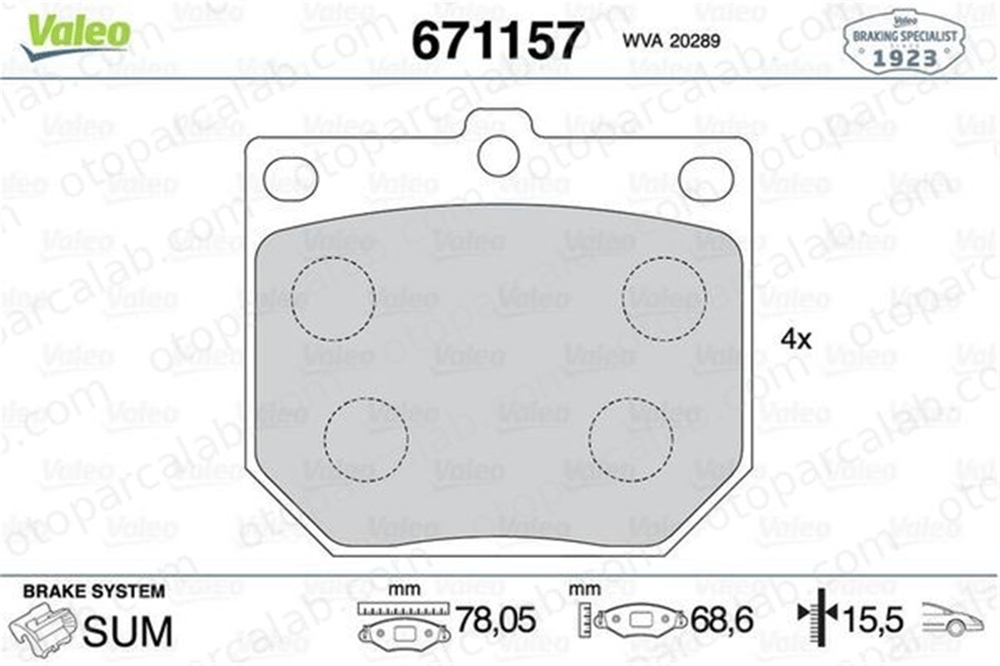 VALEO 671157 Fren Disk Balata Ön TOYOTA CAMRY CAMRY Station wagon 446520350 4106001W25