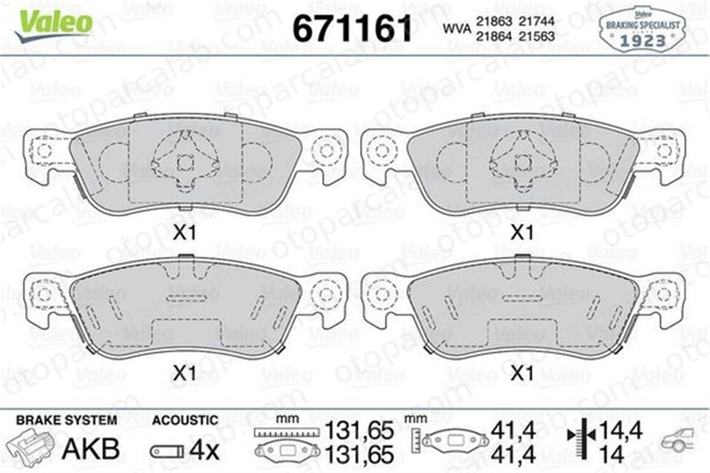 VALEO 671161 Fren Disk Balata Arka ISUZU TROOPER I PIAZZA 8944832230 8943621540