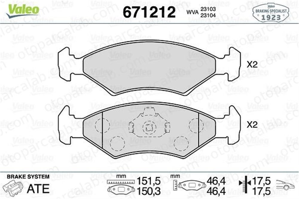 VALEO 671212 Fren Disk Balata Ön FORD FIESTA IV FIESTA Kasa/büyük limuzin MEYS6J2K021DF 1010503